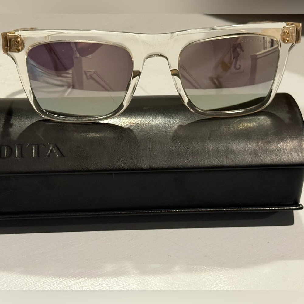 DITA Clear Frame Sunglasses with Gold Accents